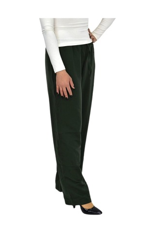 Nazal Kadın Beli Lastikli Bol Pantolon Bgl-st04216 Yeşil