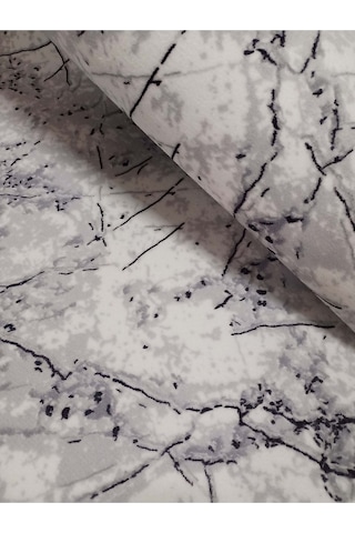 Aslan Home Gri Blue Mermer Desenli Jel Kaymaz Taban Yıkanabilir Yumuşak Yüzey Kesme Yolluk Krem 5