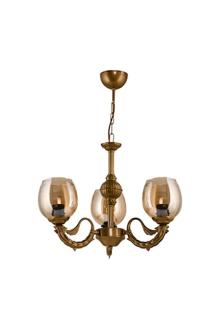 Dede Üç Kollu Riga Zamak Avize Eskitme Bal Camlı