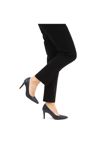 Tamer Tanca Kadın Hakiki Deri Lacivert Stiletto Ayakkabı 22 5205 Bn Ayk Lacı Lacivert