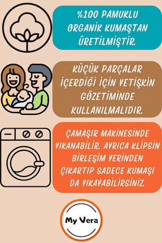 Yıldız Desenli Gri - Plastik Klipsli Pamuklu Emzik Askısı - Emzik Zinciri - Emzik Tutacağı Açık Gri