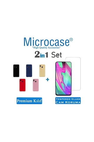Samsung Galaxy Uyumlu A40 Premium Matte Silikon Kilif + Cam (Seçin) 342899206