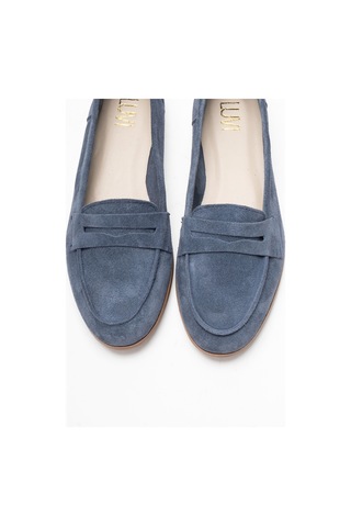Luvishoes F02 Kot Süet Kadın Babet Mavi