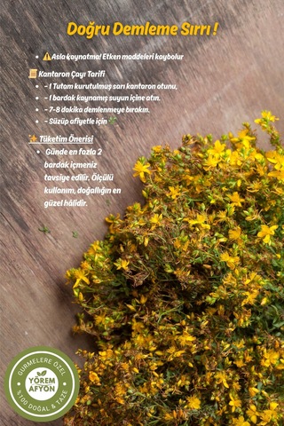 Yörem Afyon Meşhur Muğla Kantaron Çiçeği Otu, Kuzukıran, Kılıçotu, Hypericum Perforatum 80gr.