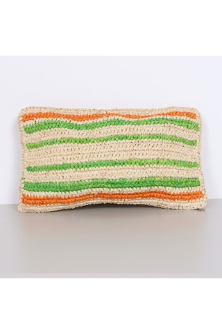 Çift Yön Örgü 30x50 Cm. Doğal Renkli Rafya Kırlent Mix