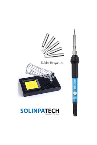 60W Sıcaklık Ayarlı Kalem Havya Lehim makinesi Stand 5 adet Yedek Uç Seti