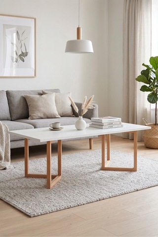 Blom Orta Sehpa Kayın Ahşap Ayaklı 120x60cm Beyaz-kayın Bl3-wk