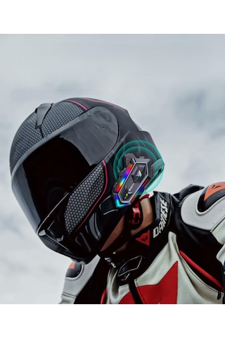 Motosiklet Kaskı Intercom 300m Mesafe, Ipx6 Su Geçirmez, Rgb Işıklı, Çift Telefon Bağlantılı