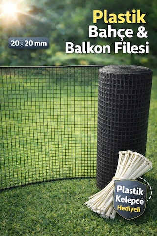 Plastik Antresit Dekoratif Bahçe Çiti Perde Balkon Filesi 20 Mm Göz Kedi Filesi Kümes Filesi Çiti
