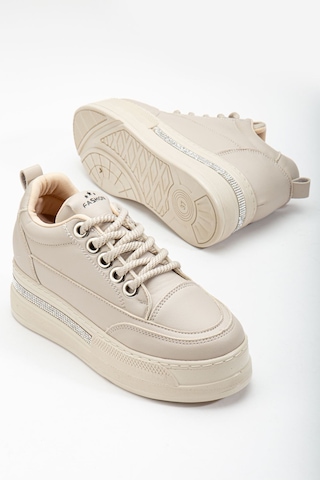 Granes Kadın Bej Gizli Topuk Sneaker Bej