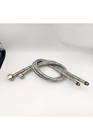 Flex Hortum 3/8" Erkek 1/2" Dişi 60cm 3/8-1/2 M/f Paslanmaz Çelik Örgülü 2 Adet Sıcak Soğuk Renkli