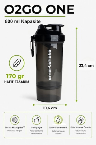 Smartshake Original2go One Serisi 800 Ml Siyah Protein Shaker
