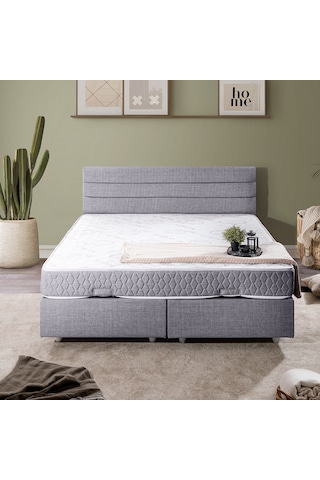 Sofia Çift Kişilik Baza Başlık Letto Yatak Seti - Açık Gri 150 x 200