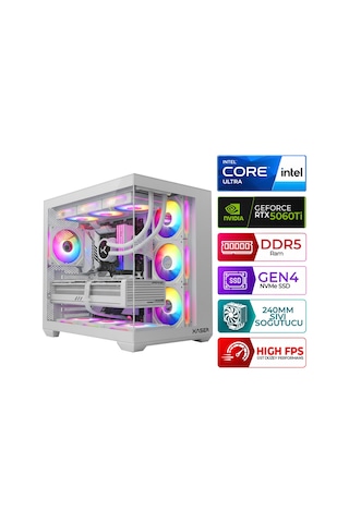 Xaser KRATOS X180 Ultra 5 225F 32 GB 1 TB M.2 NVMe SSD 16 GB RTX5060Ti Free Dos Masaüstü Oyuncu Bilgisayarı