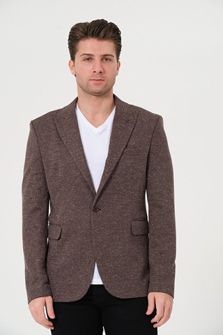 Bonesti Erkek Slim Fit Blazer Ceket Kahverengi Kırçıllı