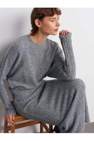 Dilvin 90260 Bisiklet Yaka Yumuşak Dokulu Triko Elbise-füme M. Füme M.