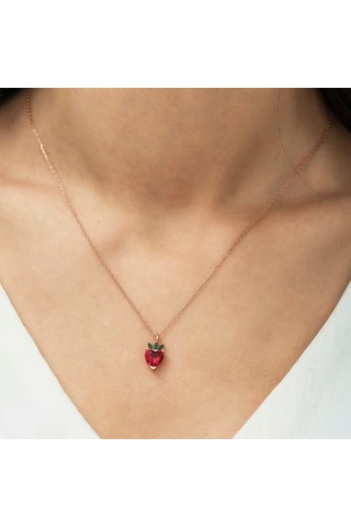 Gümüş Çilek Figür Meyve Kolye (511033958)