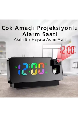 Monozone Aynalı Projeksiyon Saat Renkli Ekran Çalar Saat Takvim
