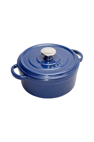 Aroma Kapak Mavi Yuvarlak Tencere Döküm 24 Cm