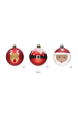 Karaca 10'lu Set Top Santa Ağaç Süsü 6 cm
