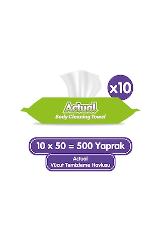 Actual Vücut Temizleme Havlusu 10 X 50 Adet