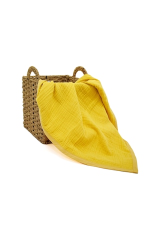 Ezh Pamuklu 4 Kat Müslin Bebek Battaniyesi 120 X 110 Cm Sarı