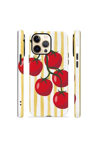 Apple iPhone Uyumlu 14 Pro Max Vorian Çift Katmanlı Magsafe Kılıf Tomato Market Stripe