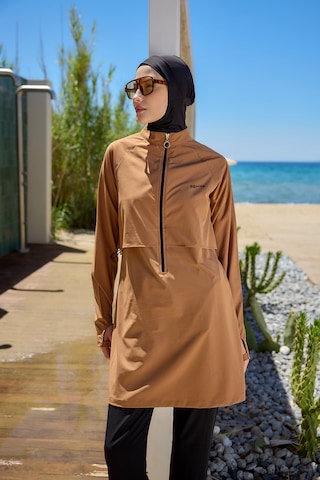 Remsa Mayo Tam Kapalı Yüzücü Tesettür Mayo R003 Nurhan Camel