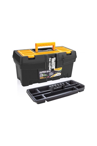 Super Bag 16'' Metal Kilitli Plastik Takım Çantası Organizer Bölmeli El Aleti Taşıma Çantası