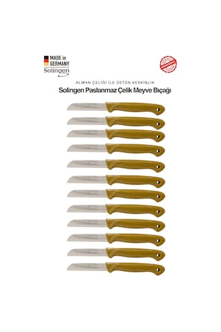 Solingen Profesyonel Gold Meyve Bıçağı Ultra Keskin Paslanmaz Çelik Mutfak Bıçağı- 12'li Set Mineral Gold