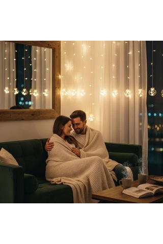 Dekor Amaçlı Aydınlatma 10 Sarkıtlı Kumandalı Dekor Amaçlı Top İçi Küçük Boy Toplu Led Günışığı Rengi .