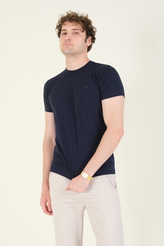 Giyim Dünyası Erkek Sıfır Yaka Basic T-shirt Lacivert 001