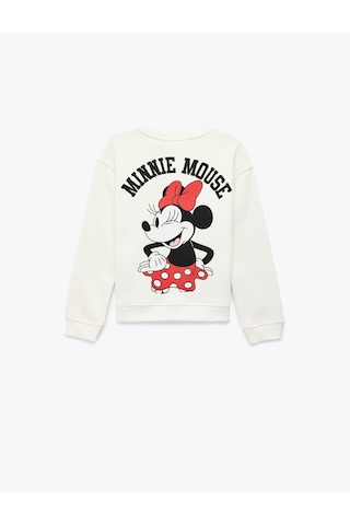 Koton Minnie Mouse Baskılı Uzun Kollu Bisiklet Yaka Lisanslı Sweatshirt Ekru 6wkg10437ak Ekru