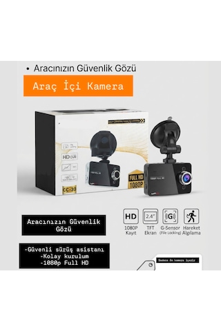 2.4 İnç Tft Ekran Araç İçi Kamera 140 Geniş Açı 1080p Gece Görüşlü Uyumlu Yol Kayıt Çakmaklık Girişli