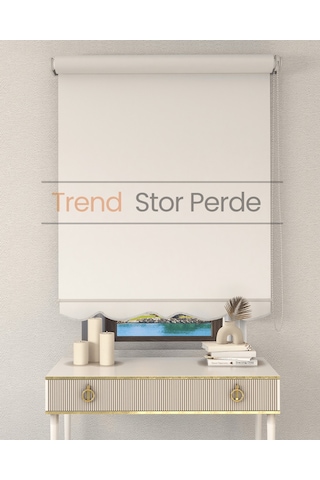 Ekru Etek Dilimli Zebra Stor Güneşlik Perde Kırık Ekru