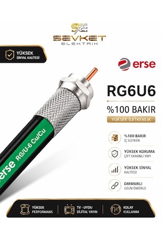 Erse Rg6u6 Anten Kablosu %100 Bakır 2 Metre