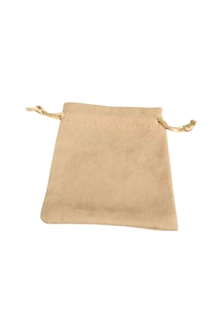 Süet & Kadife Duble Kese Krem 10 Adet 9x12 Cm Takı, Altın Kesesi İpli & Büzgülü