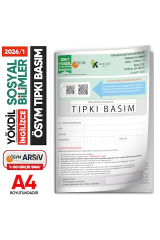 2026/1 Yökdil İngilizce Sosyal Bilimler Ösym Çıkmış Soru Tıpkı Basım Deneme Kitapçığı Türkiye Geneli