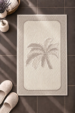 Sakura Sk012a Doğal Pamuk 2'li Banyo Paspas Seti 60x100 60x50cm Kaymaz Taban Makinada Yıkanabilir Krem-bej