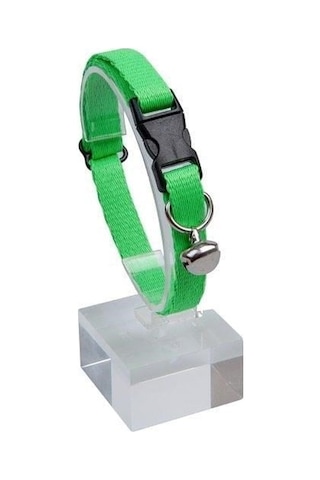 Toptan 10 Adet Neon Yeşil Zilli Ayarlanabilir Kedi Boyun Tasması 22-30 Cm-21502