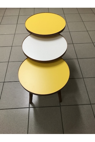 3.lü Zigon Sehpa SARI- EKRU (KREM) 18mm 1.sınıf Mdf Lam Tabla