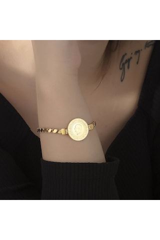 Yarım Altın Bileklik Ziynet Pullu Zincirli