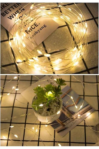 Qingmipy Pil İle Çalışan Led Işık Zinciri - İç Ve Dış Mekan Dekorasyonu İçin 10 Led'li 1 Metre Esnek Işık Ilık Beyaz