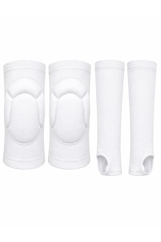 4 Parça Voleybol Dizlik Koruma Seti 2 Adet Voleybol Dizliği 2 Adet Voleybol Elliği Darbe Emici Nefes Alabilir Koruyucu Beyaz
