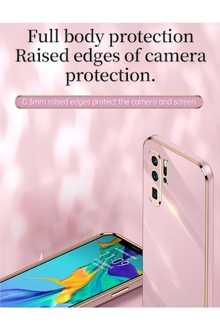 Huawei P30 Pro Xınlı Düz 6d Kaplama Altın Kenar Tpu Darbeye Dayanıklı Kılıf İçin