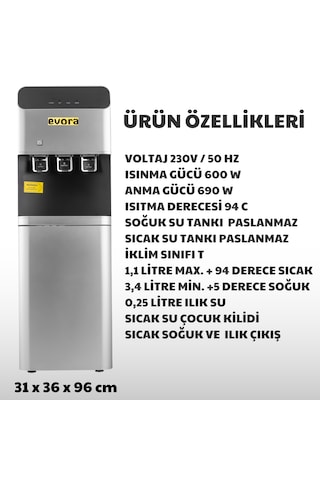 Ev Tipi Ofis Tipi Sıcak Soğuk Arıtmalı Su Sebili Gri Premium