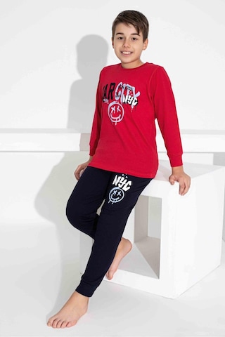 Tarık Erkek Çocuk Desenli Uzun Kollu Pijama Takımı-921 Kırmızı