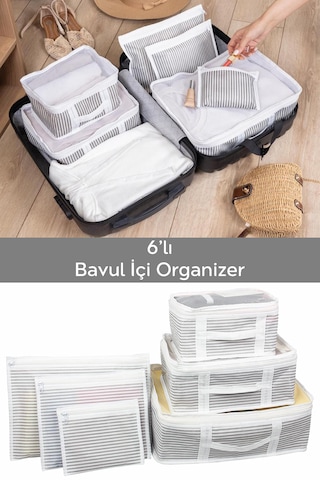 Valiz, Bavul Düzenleyici Seyahat Organizeri Açık Gri