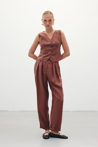 Sateen Salaş Keten Pantolon - Kahve-136266 Kahve