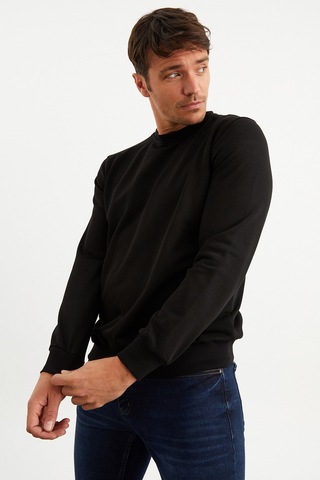 Mysport 5010 Erkek Bisiklet Yaka Baskılı Sweatshirt-siyah Siyah